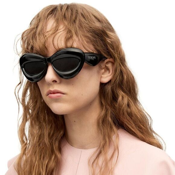 Loewe INFLATED Women Sunglasses Black Grey Cat Eye LW40097I 01A NEW AUTHENTIC